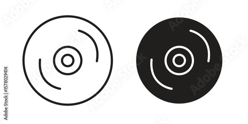 DVD icon symbol set in black. line and flat icons