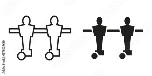 Foosball icon symbol set in black. line and flat icons