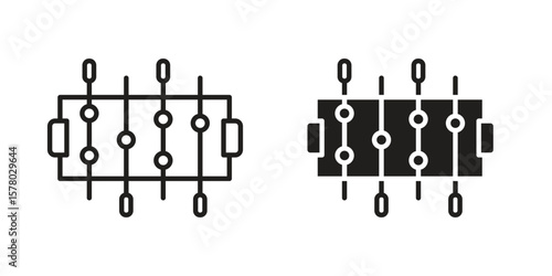 Foosball icon symbol set in black. line and flat icons