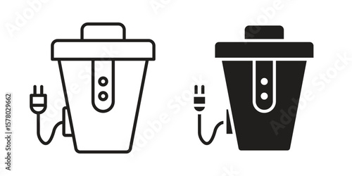 Garbage disposal icon symbol set in black. line and flat icons