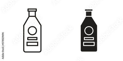 Gin icon symbol set in black. line and flat icons