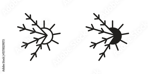 Hot and cold icon symbol set in black. line and flat icons