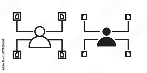Multitask icon symbol set in black. line and flat icons