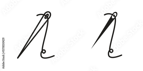 Needle icon symbol set in black. line and flat icons