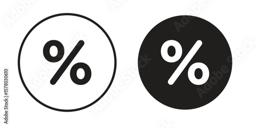 Percent icon symbol set in black. line and flat icons