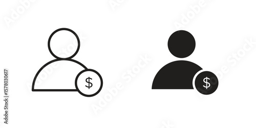 Personal loan icon symbol set in black. line and flat icons