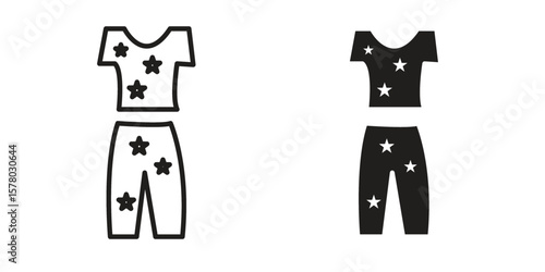 Pijama icon symbol set in black. line and flat icons