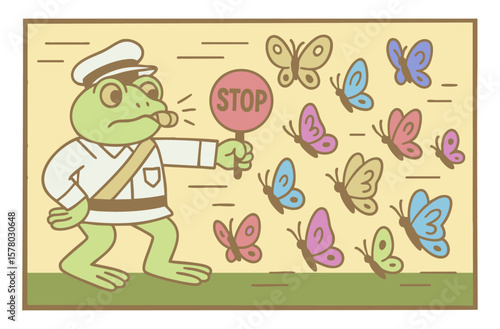 frog transit warden of boboletas fun vector illustration