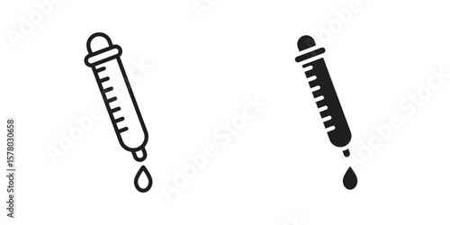 Pipette icon symbol set in black. line and flat icons