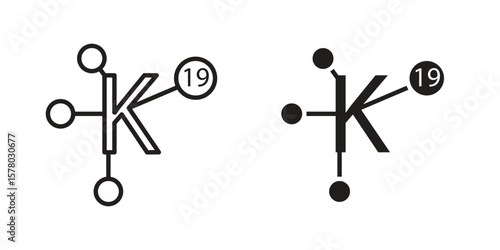 Potassium icon symbol set in black. line and flat icons