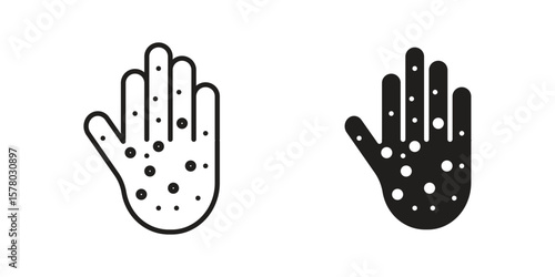 Rash hand icon symbol set in black. line and flat icons
