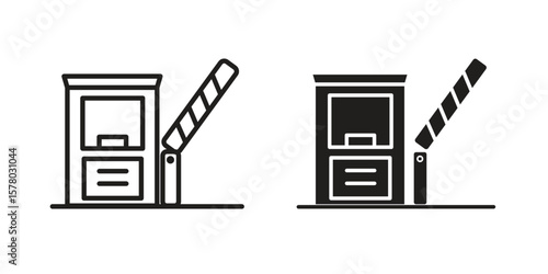 Road toll icon symbol set in black. line and flat icons