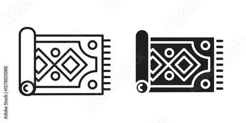 Rugs icon symbol set in black. line and flat icons