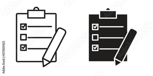 Survey icon symbol set in black. line and flat icons