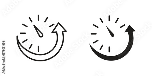 Uptime and downtime icon symbol set in black. line and flat icons