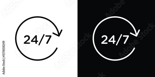 24 7 icon in vector. Logotype