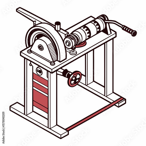 Creative Pipe Bending Machine Vector Illustration | Industrial Tube Bender Design for Manufacturing, Engineering, and Metal Fabrication Graphics