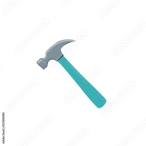 Steel hammer illustration with a blue handle for home renovation and construction projects