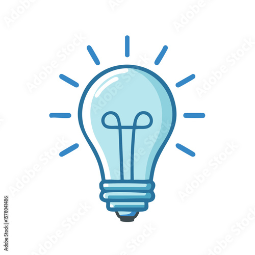 Lightbulb graphic emitting shining beams conveys bright ideas, energy, innovation, inspiration, and solutions creatively and stylishly.