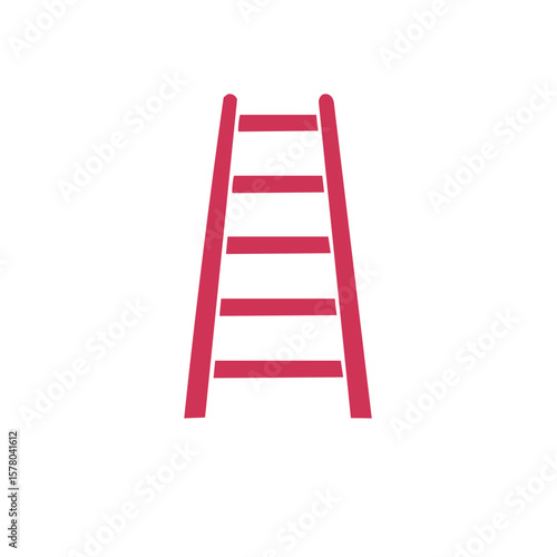 Simple Crimson Ladder Illustration Upward Mobility Steps Achievement Concept