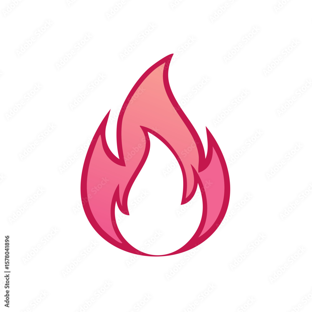 Stylized Hot Pink Flame Illustration, Fire Icon, Modern Design Element Stylized Hot Pink Flame Illustration, Fire Icon, Modern Design Element