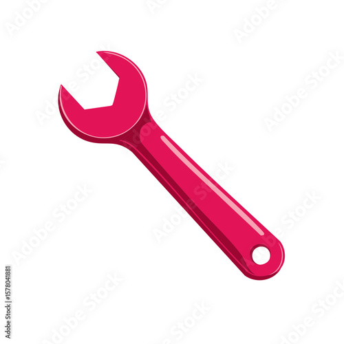 Illustration of a Pink Open End Wrench Tool Used for Repairs and Assembly Tasks