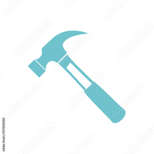 Tooled Up: Construction and Repair Hammer in Clean Teal Design, Graphic Icon for Builders, Craftsmen, and Home Improvement Projects
