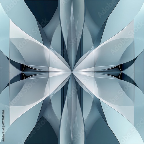 showcasing perfect symmetry with mirrored geometric forms edged by a sleek reflective border balanced and modern