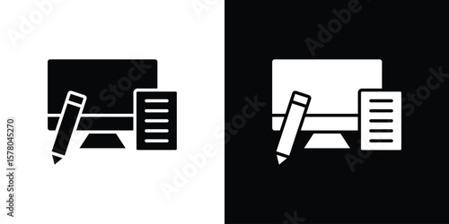 Blended learning icon symbol. Vector icon in trendy flat design