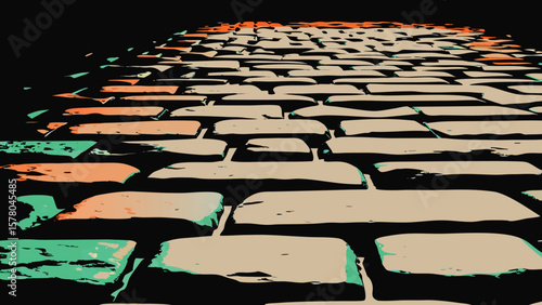 Abstract illustration of a stone cobblestone path with geometric artistic rendering