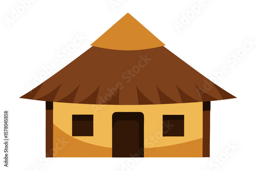 Abandoned Village House With Thatched Roof