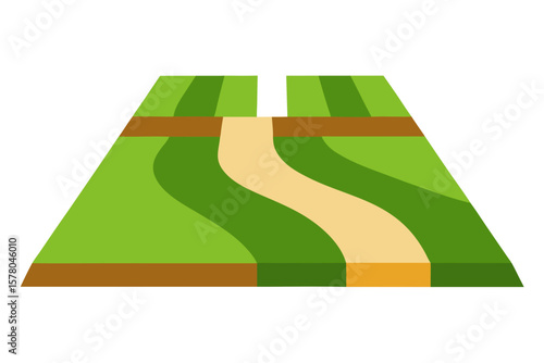 Fields With Small Drainage Channels On Flat Land
