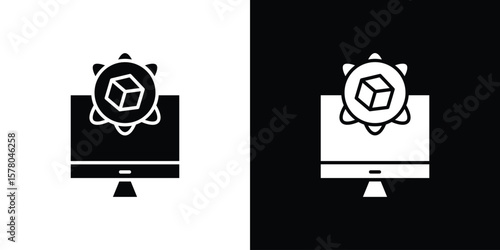 Computer simulation icon symbol. Vector icon in trendy flat design