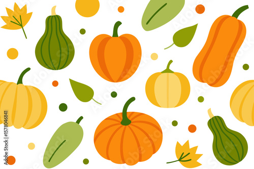 Artistic Vegetable Pattern Featuring Gourds