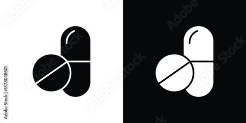 Pills icon symbol. Vector icon in trendy flat design