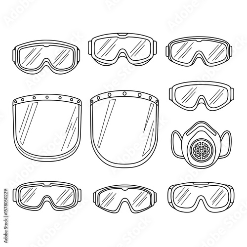 Multiple protective goggles and mask for safety gear