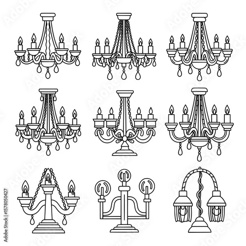Chandeliers with detailed hanging crystals for interior decor