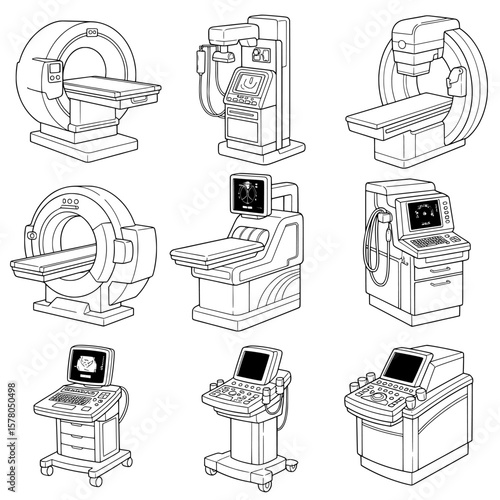 Collection of medical imaging equipment for healthcare use