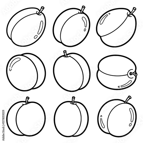 Seamless pattern of apricots with outline style for food and health design