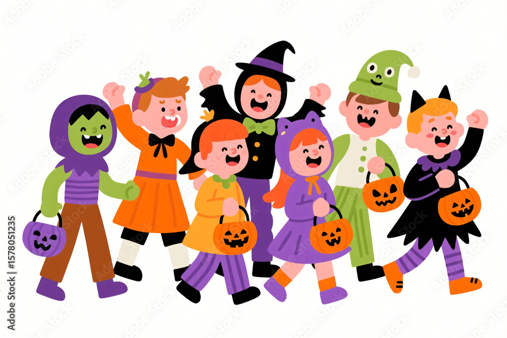 Cartoon simple vector Halloween kids white background Cartoon simple vector Halloween kids white background