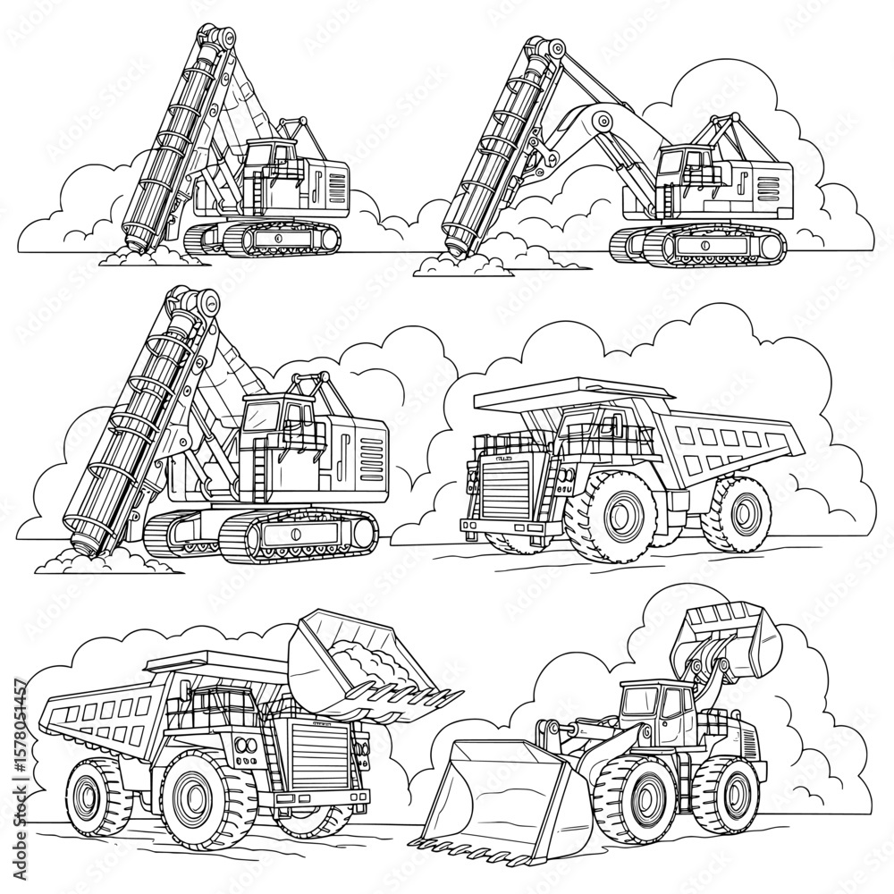 Fototapeta premium Construction equipment and bulldozers on site