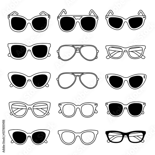 Collection of sunglasses in various styles for eyewear accessories