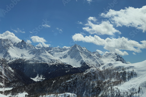 snow covered mountains in winter