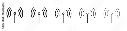 Antenna icon line art vector collection on white background
