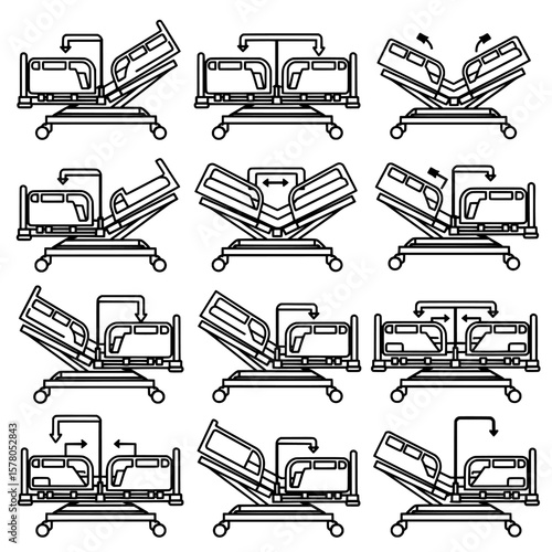 hospital bed with adjustable features and wheels for patient care