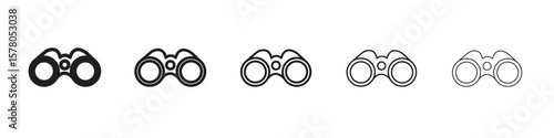 Binoculars icon line art vector collection on white background