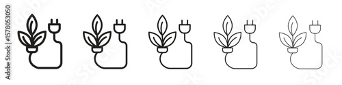 Biomass energy icon line art vector collection on white background