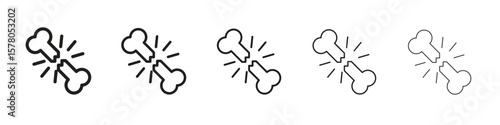 Broken bone icon line art vector collection on white background