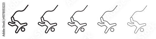 Bungee jumping icon line art vector collection on white background