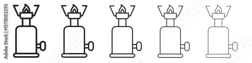 Camping gas icon line art vector collection on white background